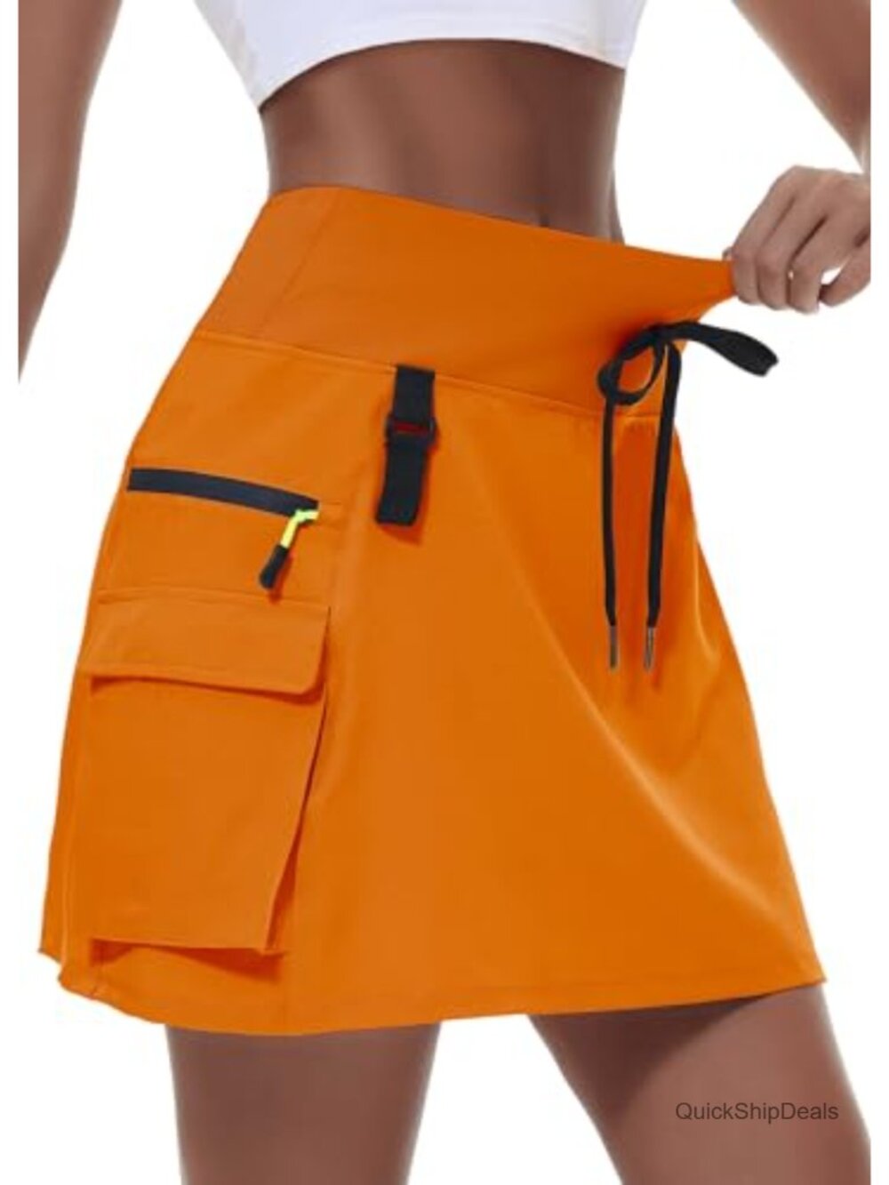 Women's Hiking Cargo Skort with Zipper Pockets - A-Line Athletic Skirt with